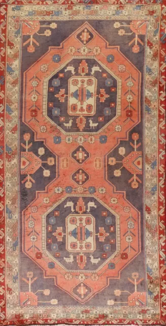 Vintage Tribal Rug Geometric Ardebil Hand-knotted Wool Carpet 5x10 ft.