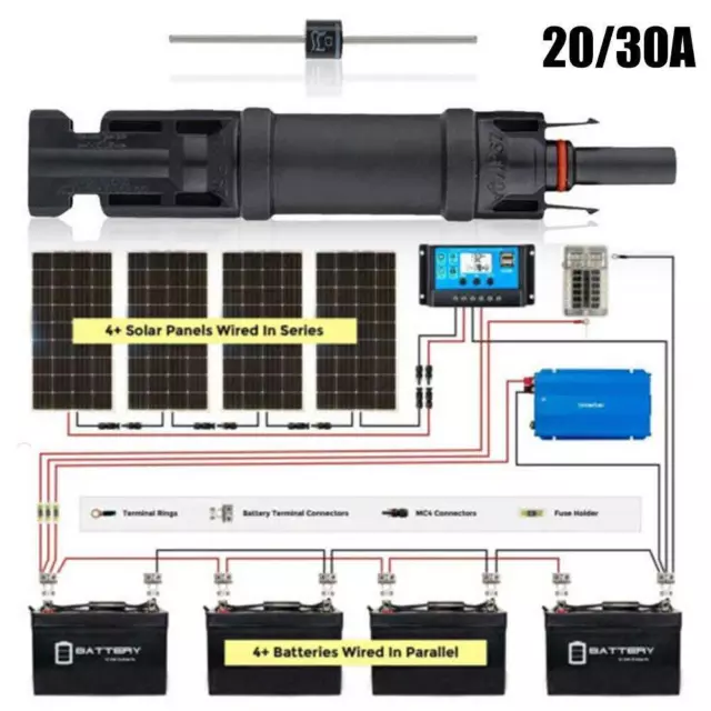 Solar Panel Fuse-Holder And-Fuse 30/20A Waterproof Holder: Fuse Inline C5H3