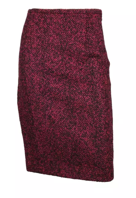 MICHAEL KORS COLLECTION Magenta & Black Wool Tweed Pencil Skirt 6