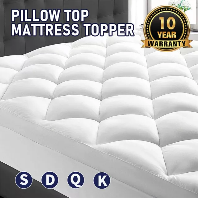 Extra Thick Bed Pillowtop Matress Mattress Topper Protector King Single Queen D