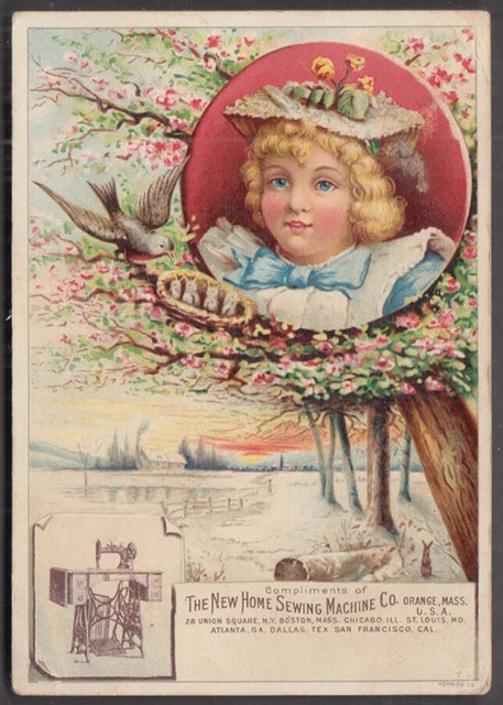 New Home Sewing Machine H P Horton Columbia & Hartford Bicycle trade card 1880s