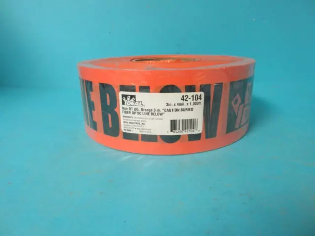 New Roll of Ideal 3" Warning Tape "Caution Buried Fiber Optic Line Below" 1000ft