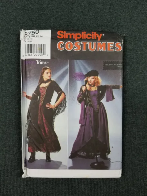 Simplicity Pattern #8750 ~ Renaissance Goth Dress Costume ~ Misses 10-14 ~ FF/UC