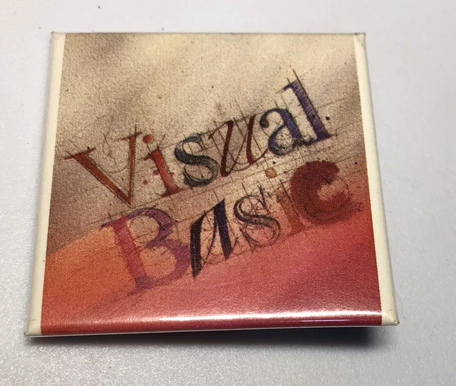 Visual Basic Programming Language Code Vintage IT PC Computer Button Pin Pinback