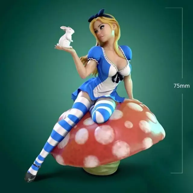 1/24 75mm 3D Print Model Kit Beautiful Girl Alice in Wonderland Unpainted