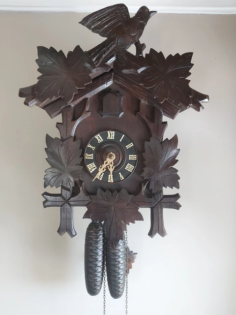ANTIQUE CUCKOO CLOCK Black Forest German 19th Century Striking Gong ...