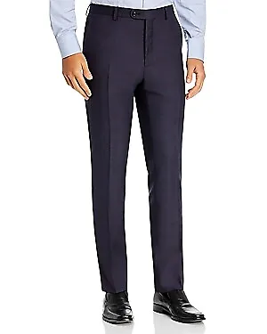 John Varvatos Star USA Men's  Plaid Slim Fit Suit Pants (34, Navy/Burgundy)