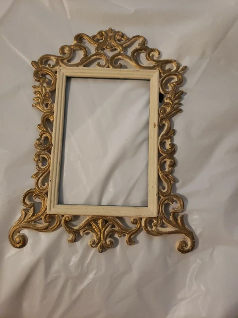 Pretty Vintage gold Ornate miniature  Frame 3 1/2 by 5 metal French provincial