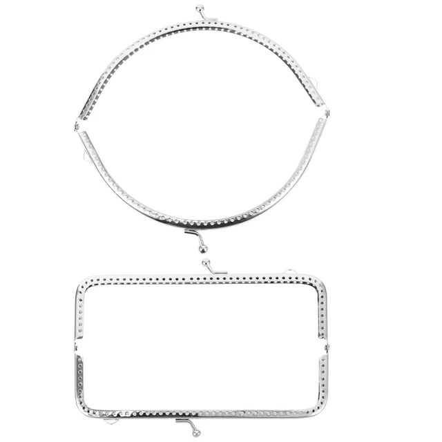 2pcs Metal Purse Handles Semicircle and Square Purse Frame Clasp Lock Bag Handle