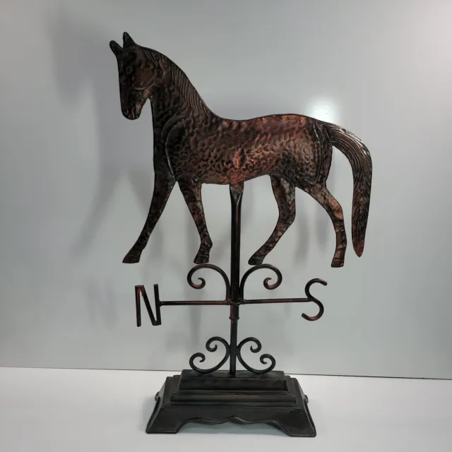 Bronze Color Metal Horse Figure Home Décor Art Turning North South 21" H x 13" W