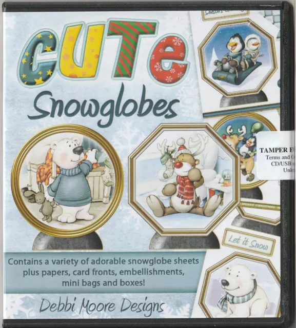 DEBBIE MOORE - "Cute Snowglobes" CD Rom - Paper Crafts Templates / Cards / Boxes