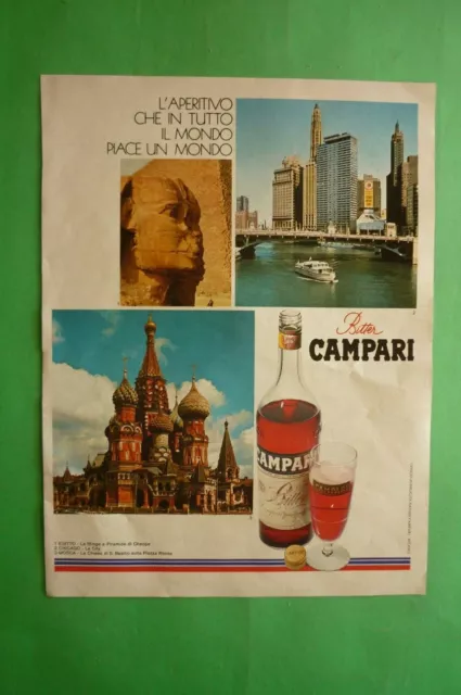 1972 Originale Pubblicita' vintage BITTER CAMPARI l'aperitivo che piace un mondo