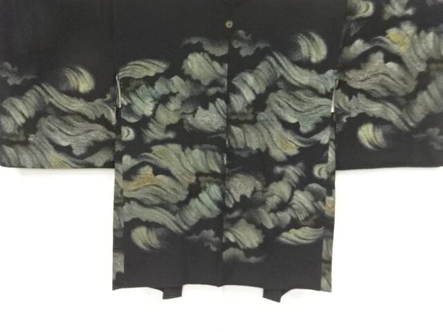 97828# Japanese Kimono / Antique Haori / Urushi / Woven Brush Marked