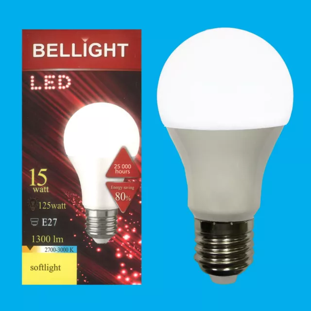 12x 15W (=125W) LED GLS A65 Es Edison E27 3000K Warm Weiß Lampe Glühbirne
