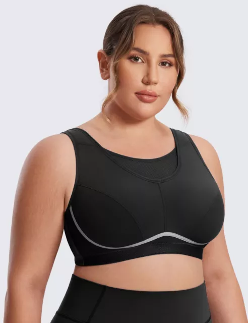 SYROKAN Women's High Impact Sports Bra Plus Size Wirefree Non-padded Bra 3