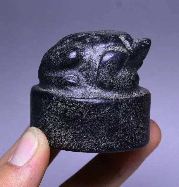 5CM China Hongshan Culture Old Jade Carve Frog Animal Seal Signet Stamp
