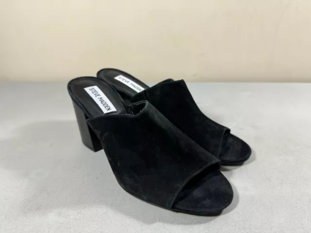 NEW Steve Madden women's black suede block heel open toe Drew pumps size 7