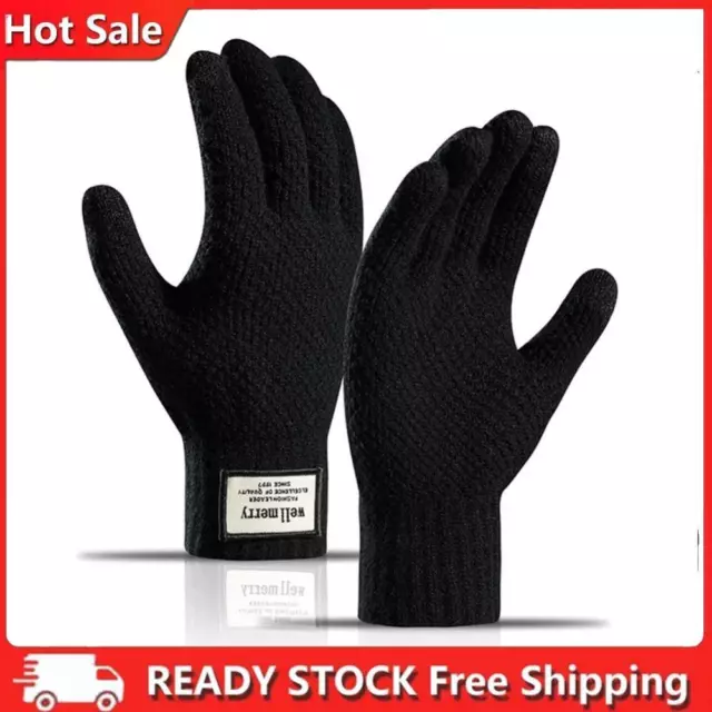 Full Finger Gloves Portable Cycling Gloves Windproof Touch Screen (Black)