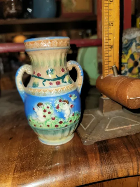 Majolica vintage Miniature Vase Made Japan 2