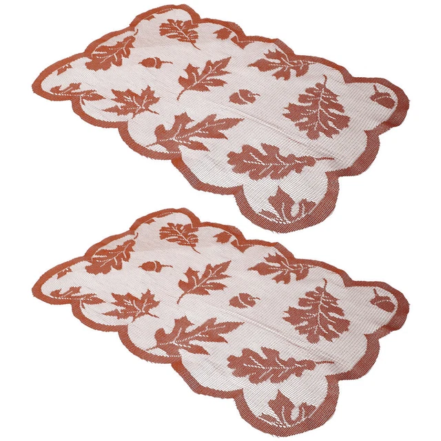2 piezas juego de mesa de malla hoja de arce decoración de escritorio marrón mesa compañía