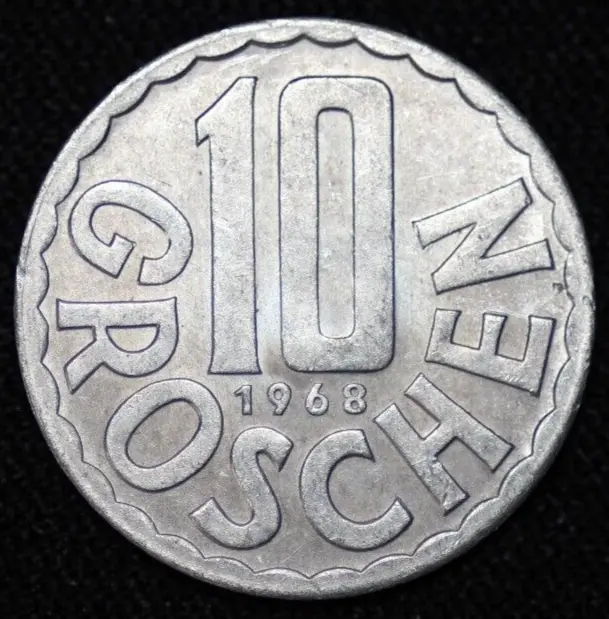AUSTRIA ~ 1968 ~ 10 Groschen ~ Quality World Coin ☘️ W-#170 ☘️