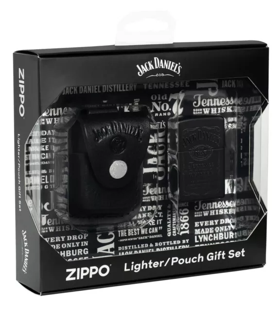 Zippo 48460, Jack Daniels Gift Set, Black Matte Lighter & Pouch