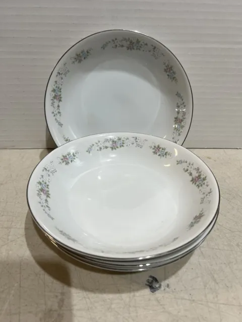 Vintage Lot Of 4 Carlton China Soup Bowls Corsage #481 Pattern, Japan