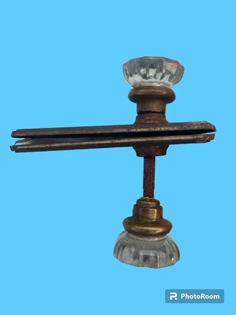 Antique Glass & Brass Door Knobs Handles Crystal With Door Plates