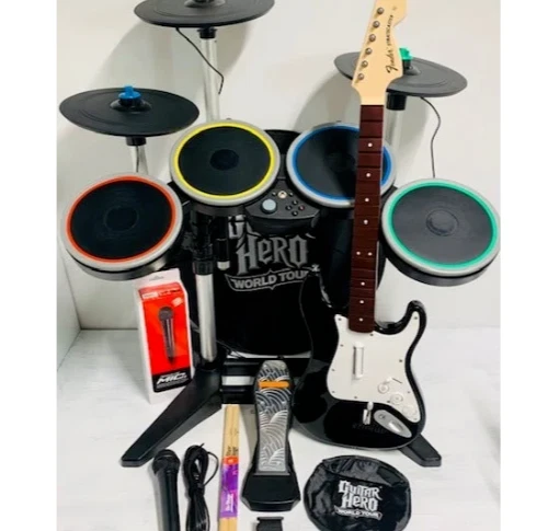 Xbox One Rock Band 4 Kit *Drums*RB4 Fender Strat*3X Pro-Cymbals*Mic*Sticks*Strap Xbox One Rock Band 4 Kit *Drums*RB4 Fender Strat*3X Pro-Cymbals*Mic*Sticks*Strap