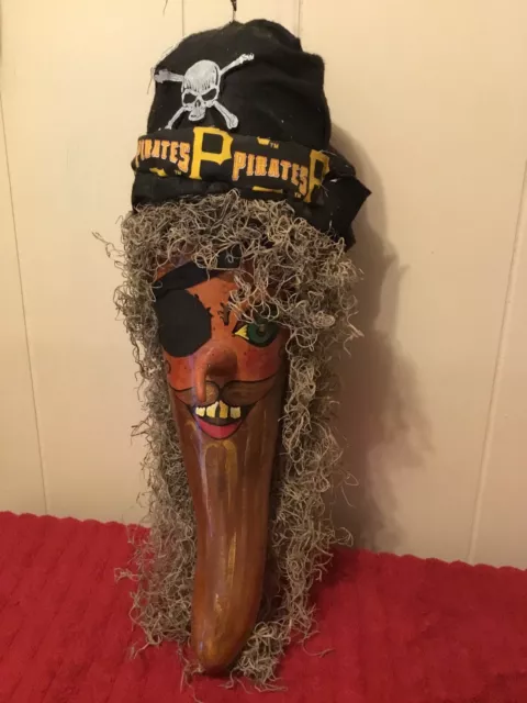 Halloween Hand Crafted Painted Pittsburgh Pirate Decorative Gourd Art