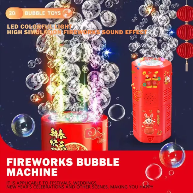 Fireworks Bubble Machine Multi-Holes Automatic Bubble Blowing Toy with Lights 2