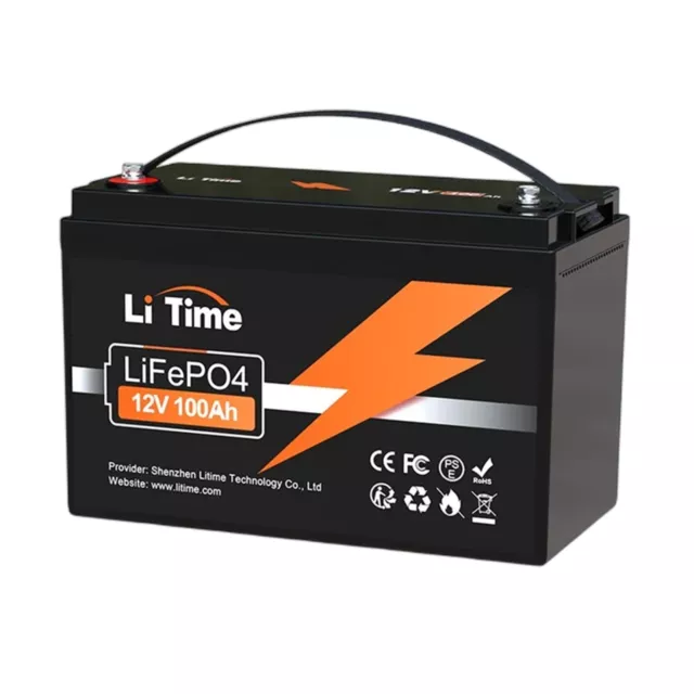 LiTime LiFePO4 Akku 12V 100Ah Lithium Batterie 100A BMS für Solar Wohnmobil Boot