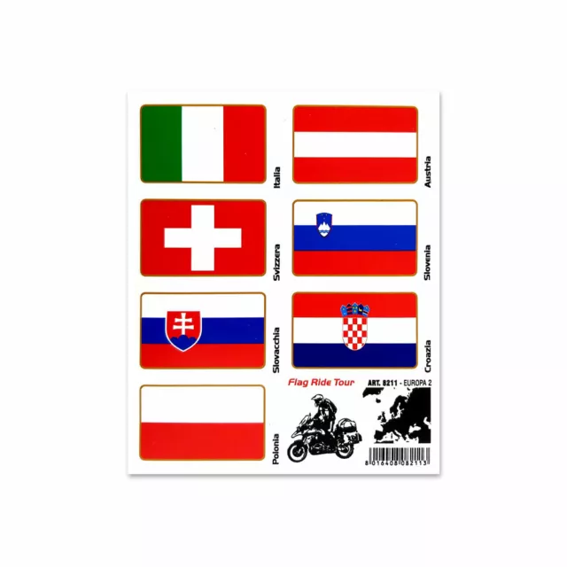 Stickers Adhésifs Drapeaux Flag Ride Tour Europe 2 pour Top Case Moto