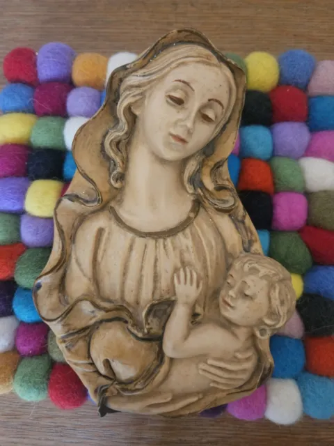 Virgin Mother Mary Madonna And Baby Jesus  Religious 3D Resin Wall Plaque
