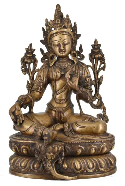 Whitewhale Brass Tara Buddha Idol Tibetan Buddhism Yin Kwan Goddess Home Decor