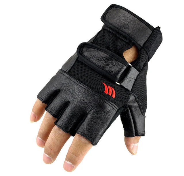 Mens Weight Lifting Gloves Gym Leather Fitness Training Bodybuilding Workout Yog