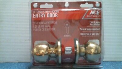ACE Exterior Keyed Locking Entry Door Knob Bright Brass (5238647) FS