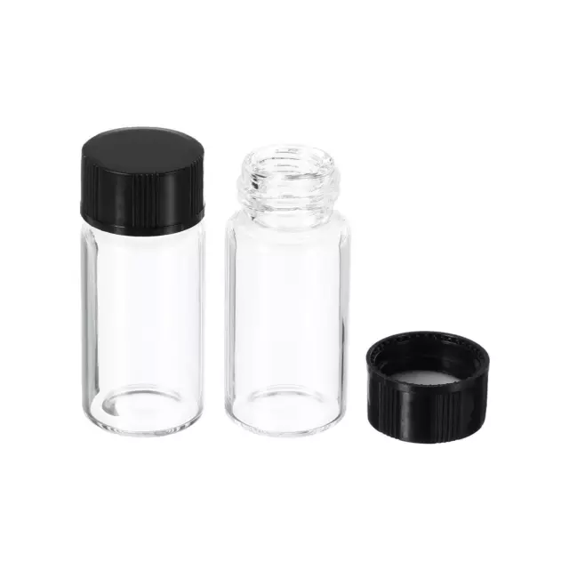 5mL Reagent Glass Storage Bottle 10Pcs Round Plastic Screw Cap Lab Home Clear