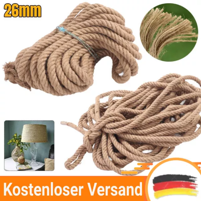 Natürliches Juteseil, Durchmesser 26 mm, Naturfasern, Tau Garten Seil, Länge 30m