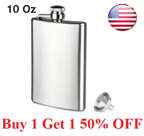 10 oz Liquor Pocket Hip Flask Stainless Steel Alcohol Eagles  Screw Cap Flagon