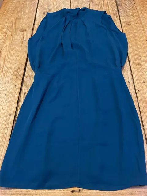 NEW!! Exquisite REISS “Leonie” Teal Blue Chiffon Halter Neck Tie Party DRESS, 12