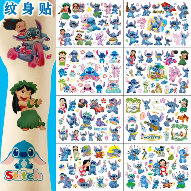 Adesivi tatuaggi Lilo & Stitch punto cartone animato bambini forniture festa di compleanno regalo