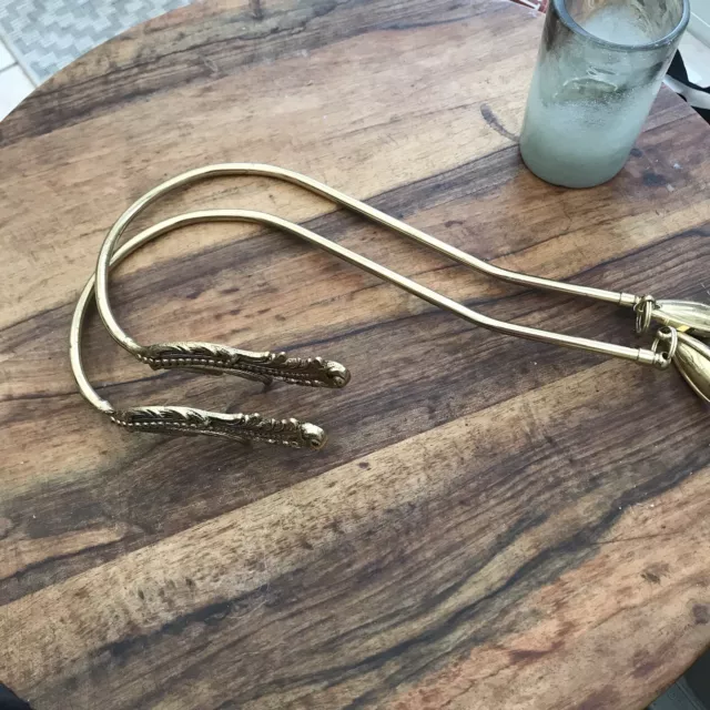 Vintage French Wall Mount Hook Brass Drapery Curtain Tieback Holdback Gold Leaf