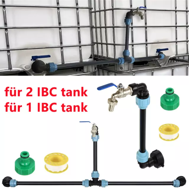 IBC Adapter Verbindungsset für 2 Tanks Nebeneinander mit Schwanenhals Auslauf DE