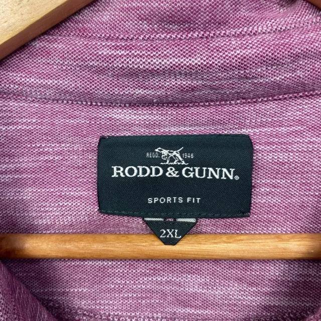 Rodd & Gunn Polo Shirt Mens 2XL Purple Short Sleeve Embroidered Logo Sports Fit 3