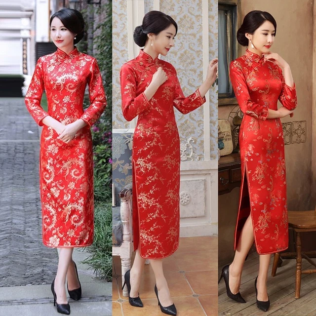 Abito da donna Cheongsam colletto in piedi moda tradizionale Cheongsam
