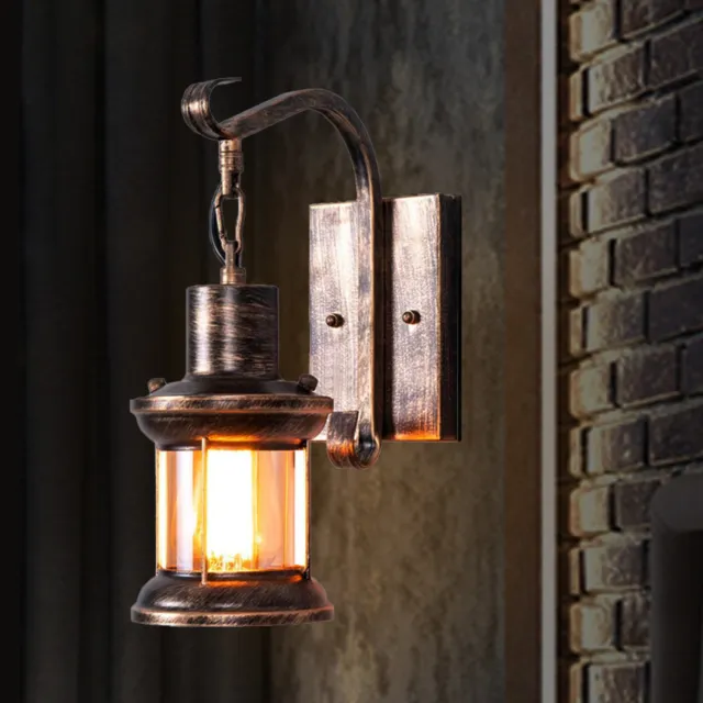 Retro Wandleuchter Veranda Licht Vintage Außen Leuchte Lampe Industriell Holz
