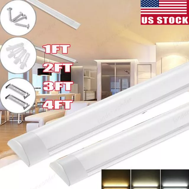 LED Batten Tube Light Shop Lights Workbench Garage Ceiling Fixture 1/2/3/4FT