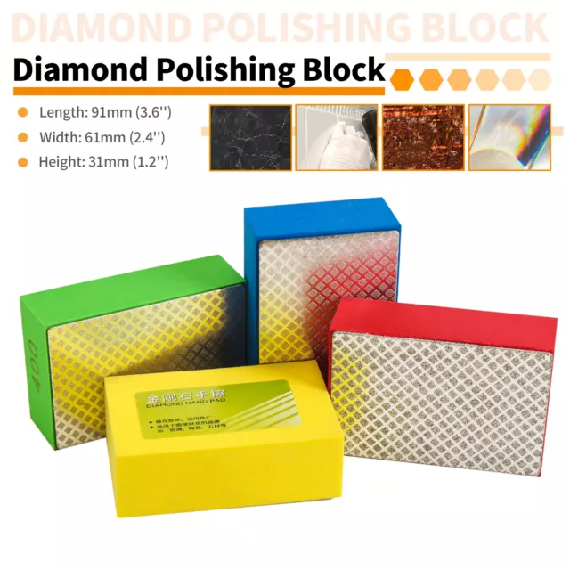 4Pcs Diamond Hand Polishing Pads Block For Sanding Disc Granite Stone Grinding