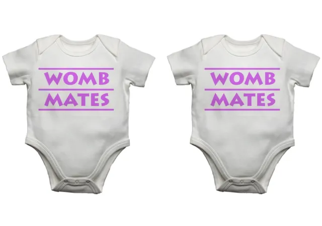 Womb Mates Girls Pink Funny Baby Vest Bodysuit Babygrow Set of 2